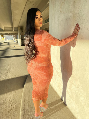 Rust Long Sleeve Midi Dress Rust Long Sleeve Midi Dress